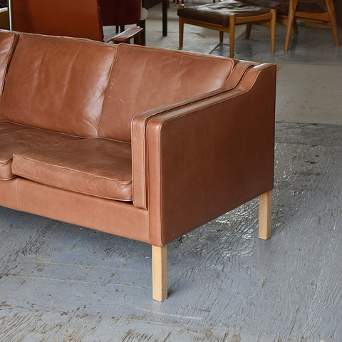 [ON HOLD] Cognac Leather 3-Seater Sofa
