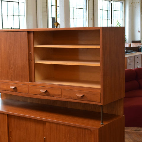 Teak Highboard w/ Brass Accents