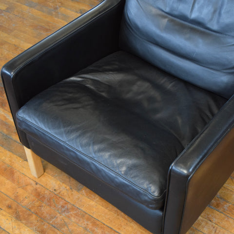 Black Leather Wingback Chair by Stouby