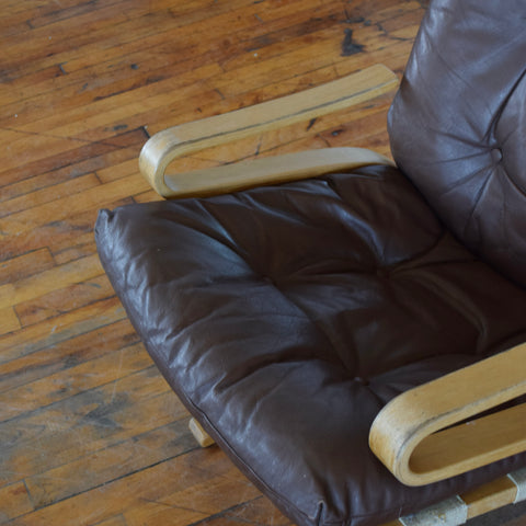 Bentwood & Leather Lounge Chair by Rykken & Co for Oddvin Rykken