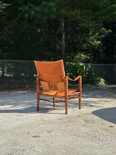 Cognac Leather Safari Chair by Kaare Klint