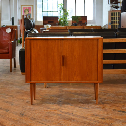 Compact Teak Tambour Door Sideboard by Kai Kristiansen