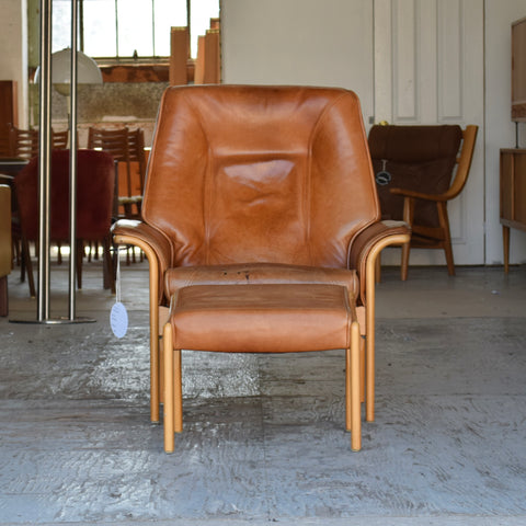 Leather Reclining Chair & Ottoman by Mogens Hansen