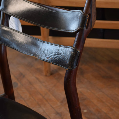 Set of 4 Leather & Rosewood Dining Chairs by Sibast