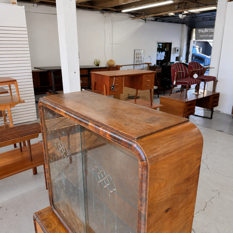 Art Deco walnut sideboard glass display cabinet