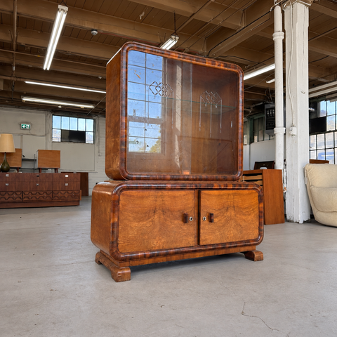 Art Deco walnut sideboard angled view