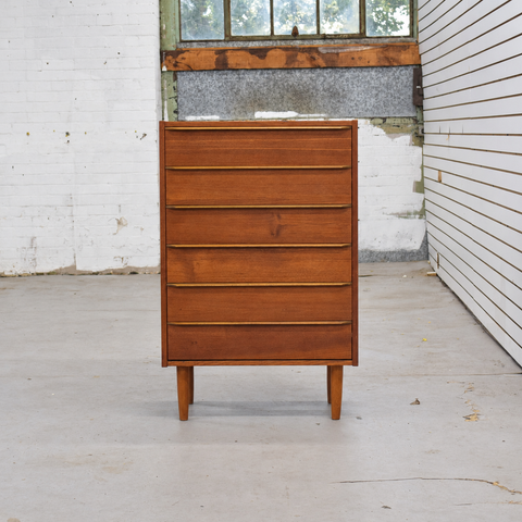 Compact Danish Teak Tallboy Dresser — view 1