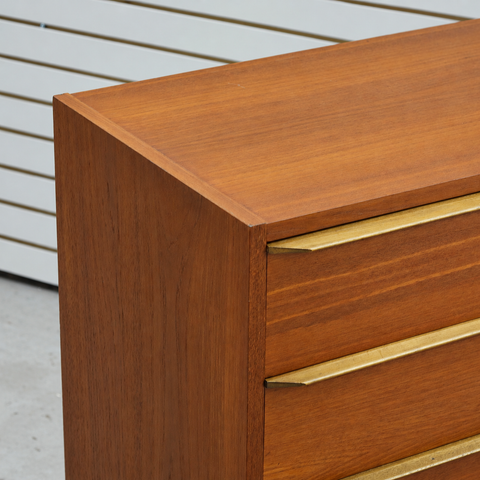 Compact Danish Teak Tallboy Dresser — view 2