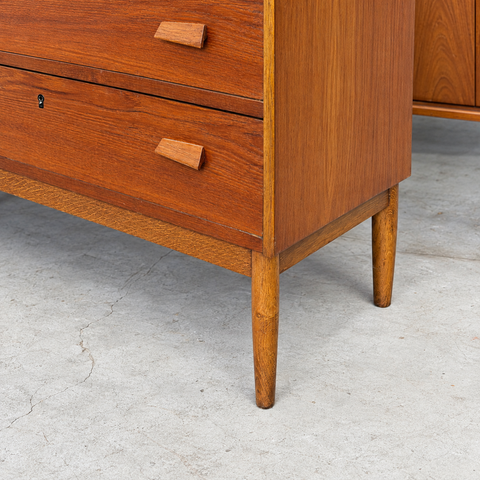 Vintage Danish Teak Secretary Desk — Lower corner detail