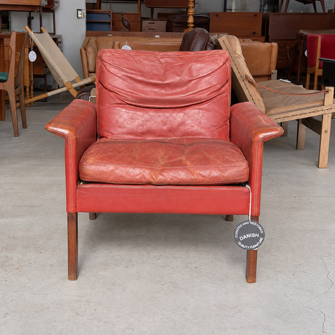 Red leather Hans Olsen chair — 03-1444