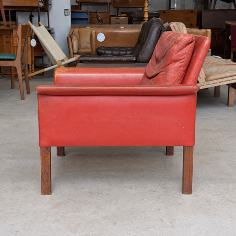 Red leather Hans Olsen chair — 04-1446