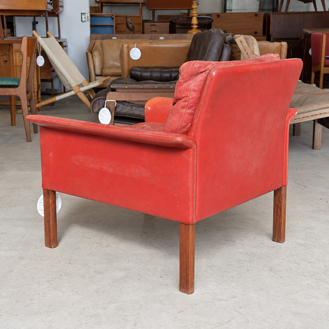 Red leather Hans Olsen chair — 05-1447