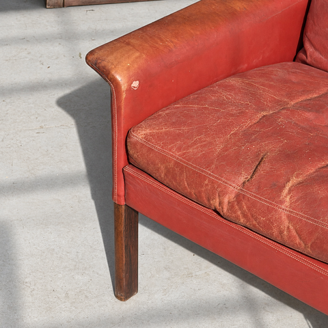 Red leather Hans Olsen chair — 07-1452