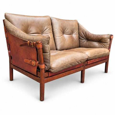 Vintage Leather Loveseat by Arne Norell — white background with soft shadow