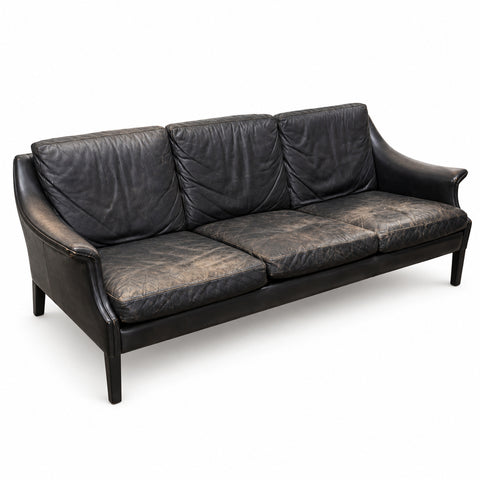 Vintage Leather Sofa by Aage Christiansen — white background with soft shadow