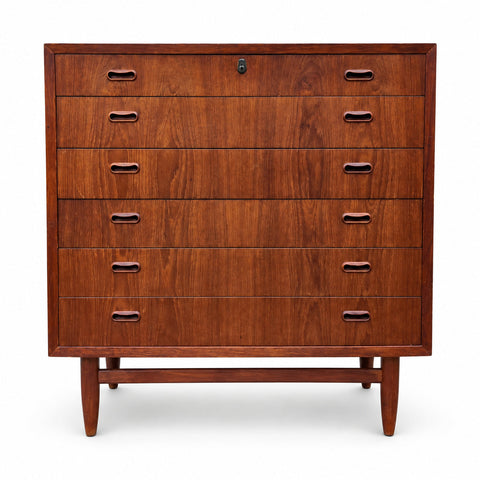 Vintage Danish Tallboy Dresser — white background with soft shadow