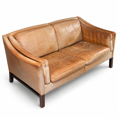 Vintage Leather Loveseat by Frederik A. Kayser — white background with soft shadow
