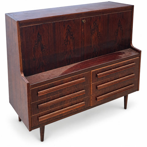 Vintage Danish Rosewood Bureau by Sigfred Omann — white background with soft shadow