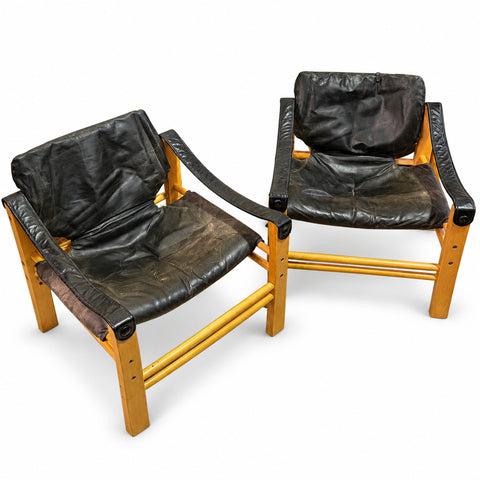 Vintage Leather Lounge Chair by Skipper Møbler — white background with soft shadow