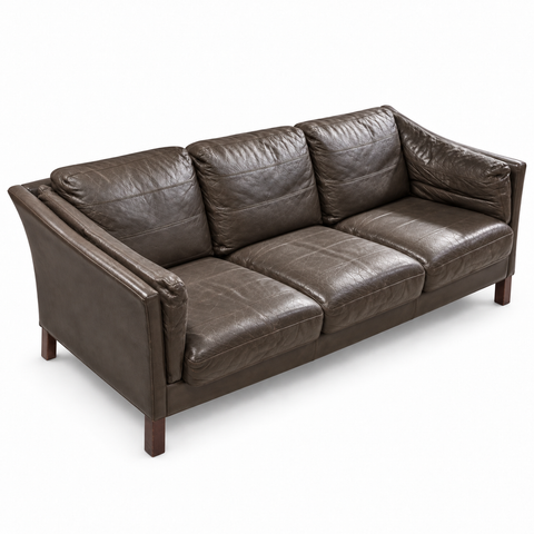 Example rendering of Stouby three-seater leather sofa on white background