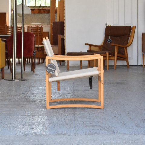 Børge Jensen white canvas lounge chair — view 4