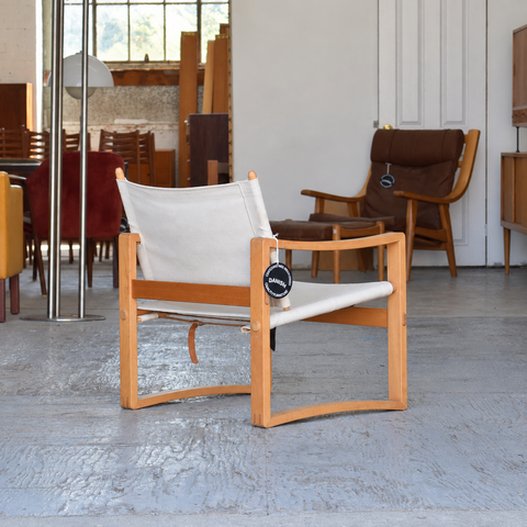 Børge Jensen white canvas lounge chair — view 5