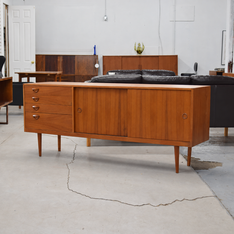 Kai Kristiansen teak sideboard, restored, front angled view