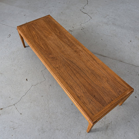 Walnut and elm coffee table by Lane — top view