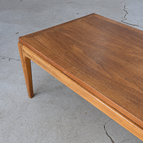 Walnut and elm coffee table by Lane — wood grain detail