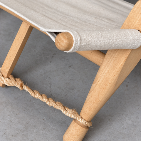 Ole Gjerlov Knudsen Cado lounge chair — canvas, wood and rope detail