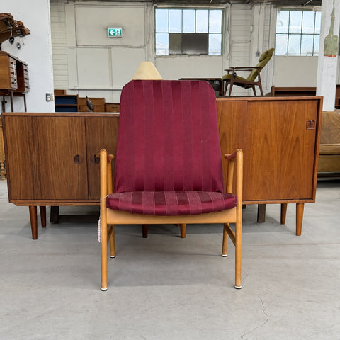 Alf Svensson Burgundy High-Back Chair — view 3