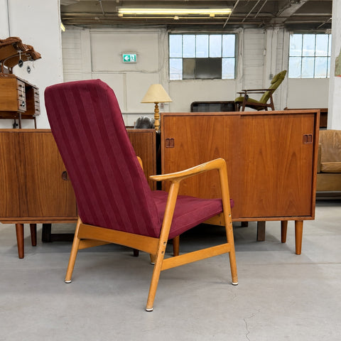 Alf Svensson Burgundy High-Back Chair — view 5