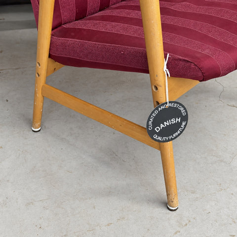 Alf Svensson Burgundy High-Back Chair — detail view