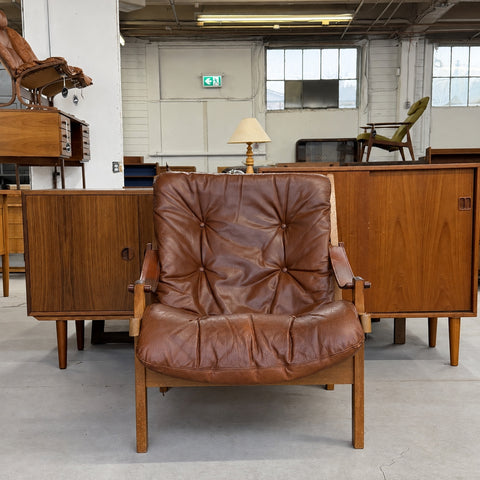 Torbjorn Afdal Oak Leather Chair — view 3