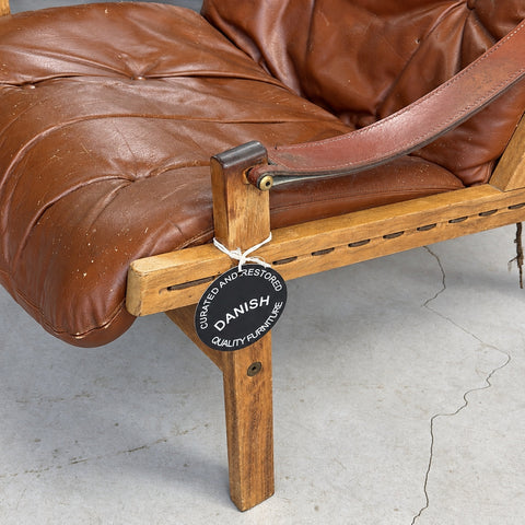 Torbjorn Afdal Oak Leather Chair — detail view