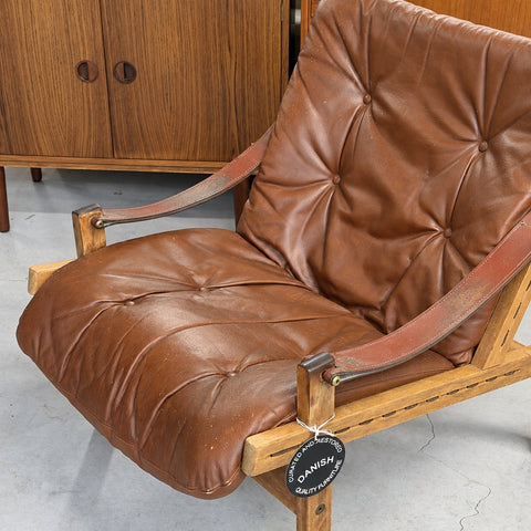 Torbjorn Afdal Oak Leather Chair — view 6
