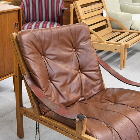 Torbjorn Afdal Oak Leather Chair — view 8