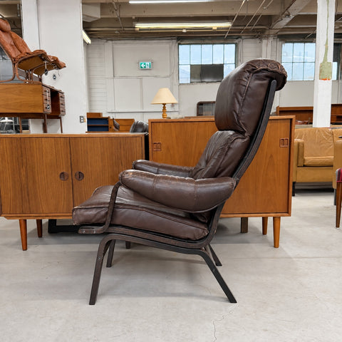 Dark Leather Reclining Chair — view 4