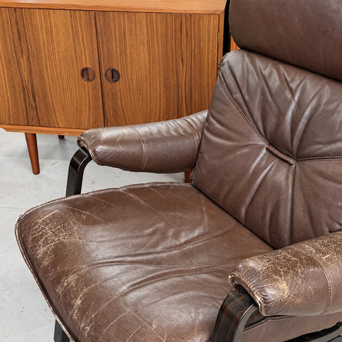 Dark Leather Reclining Chair — view 6