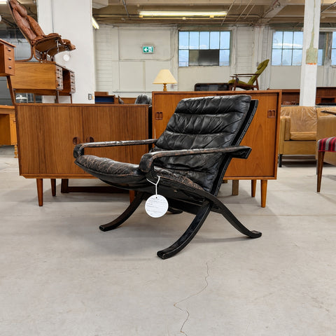 Black Leather Chair and Ottoman — view 5