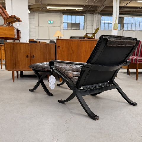 Black Leather Chair and Ottoman — view 7