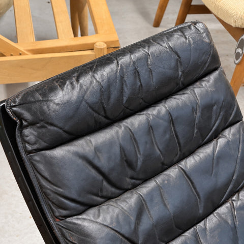 Black Leather Chair and Ottoman — view 8