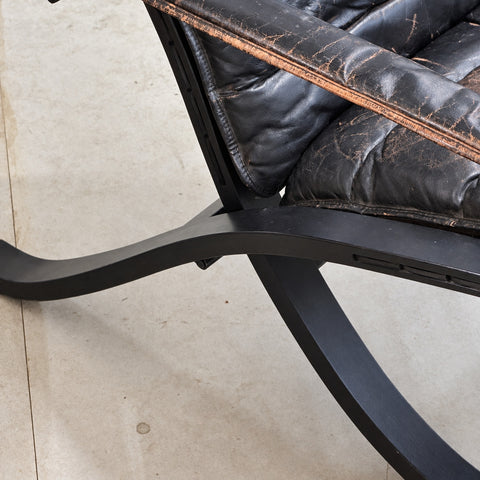 Black Leather Chair and Ottoman — view 9