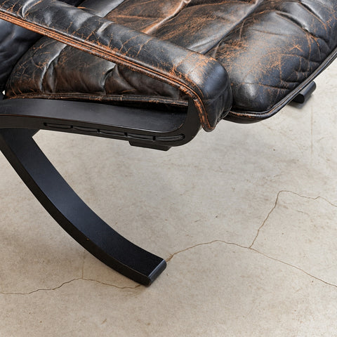 Black Leather Chair and Ottoman — view 10