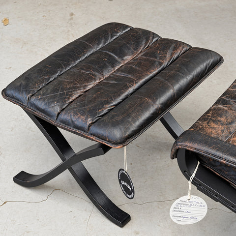Black Leather Chair and Ottoman — view 11