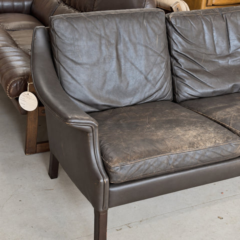 Black Leather Three-Seater Sofa — view 5
