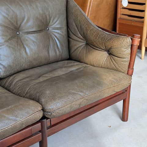 Leather Loveseat with Buckled Sides — detail view