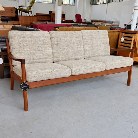 Light Upholstered Wood-Frame Sofa — full three-quarter view