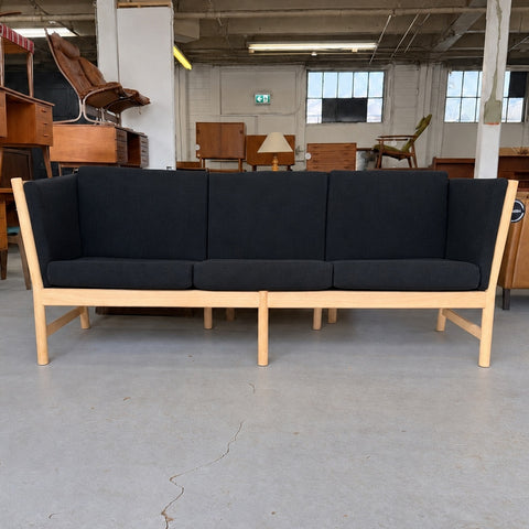 Black Upholstered Oak Sofa — view 3