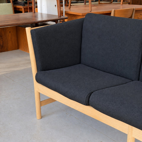 Black Upholstered Oak Sofa — view 5
